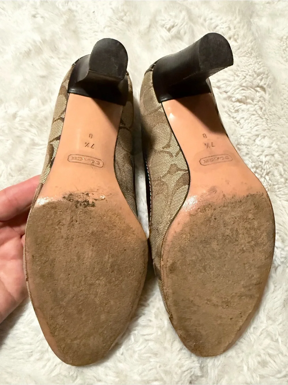 Coach Brown Signature Canvas Loafers with Brass Buckle In super good condition - Picture 4 of 7
